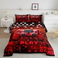 thumbnail image 2 of Feelyou 3D Red Gamepad Full Size Comforter Sets for Kids, Neon Glowing Honeycomb Bedding Comforter Set, Cartoon Stars Square Reversible Bedding Sets, Lightweight Room Decor, 3-Piece, 2 of 8