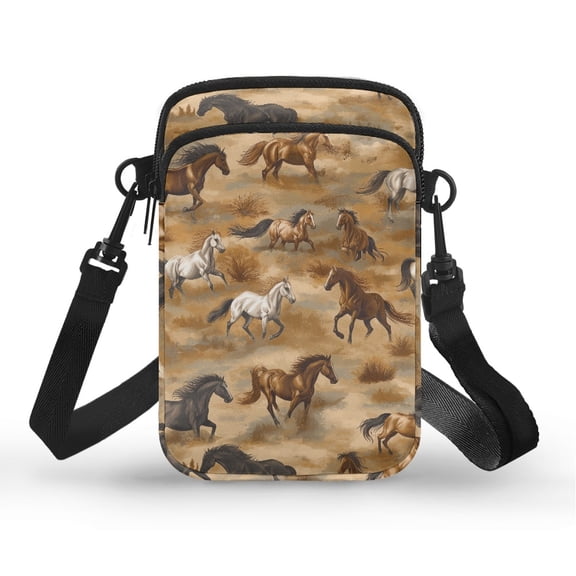 HELLHERO Horse Pattern Messenger Bag Polyester Lightweight Shoulder Bag for Casual Travel