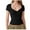 Black, variant on Womens T Shirts Tops Front V Neck Double Lined Short Sleeve Slim Fit Crop Trendy Fall Clothes for Women Tees Blouses Black Size S
