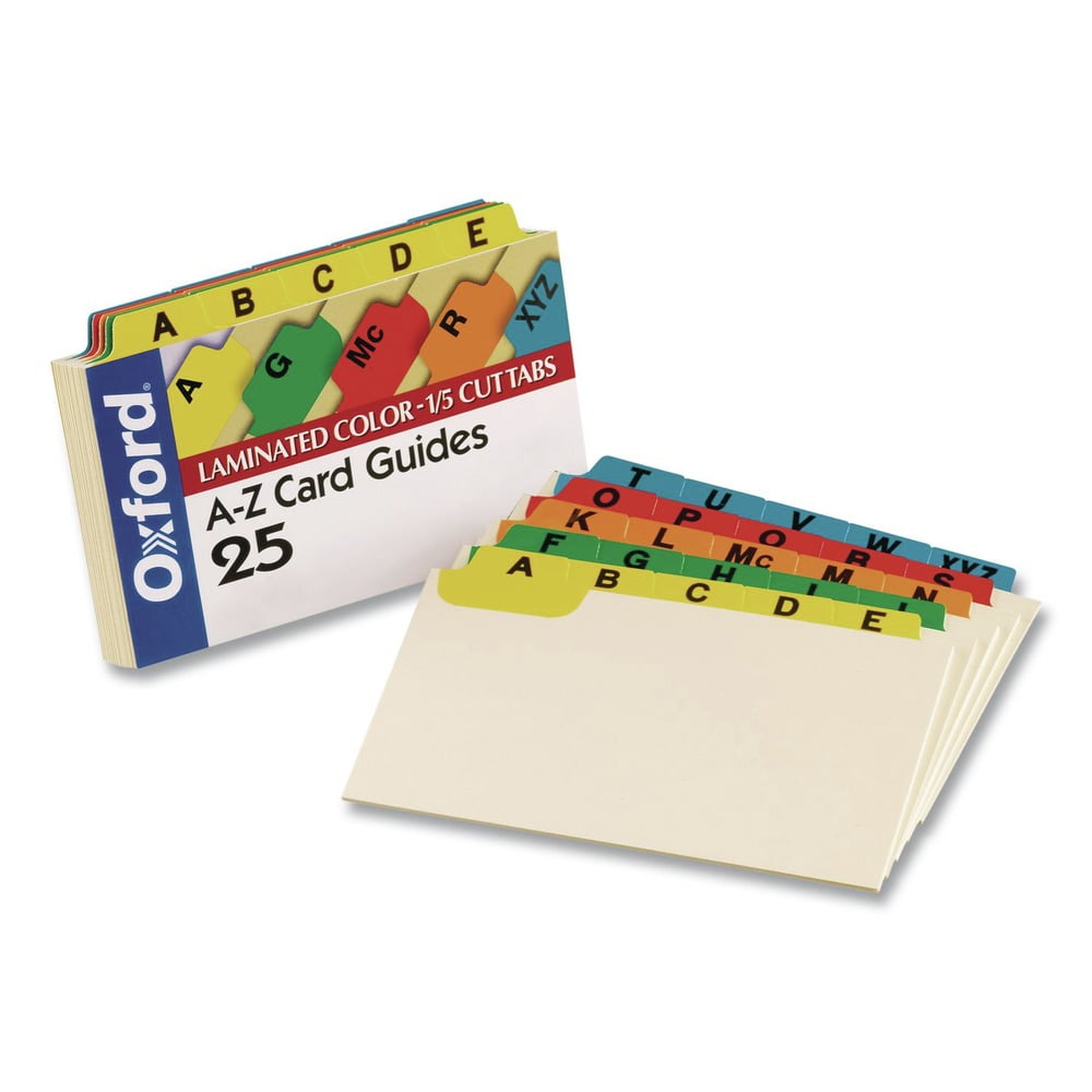 Oxford 73154 Polypropylene Card Guides, A-Z, 1/5 Tab, 4x6 Inches