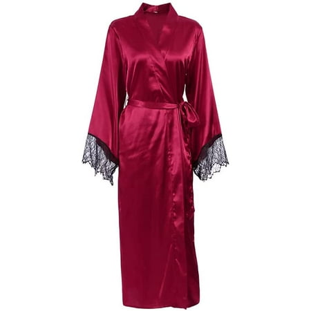 

CoCopeaunts Women s Pajama Robe Bride s Gown Lace Sexy Long Bathrobe Wedding Pajamas Long Sleeve Nightgown Casual Sleepwear