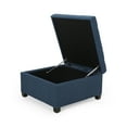 thumbnail image 3 of Noble House Willa Contemporary Tufted Fabric Storage Ottoman, Navy Blue, Dark Brown, 3 of 9