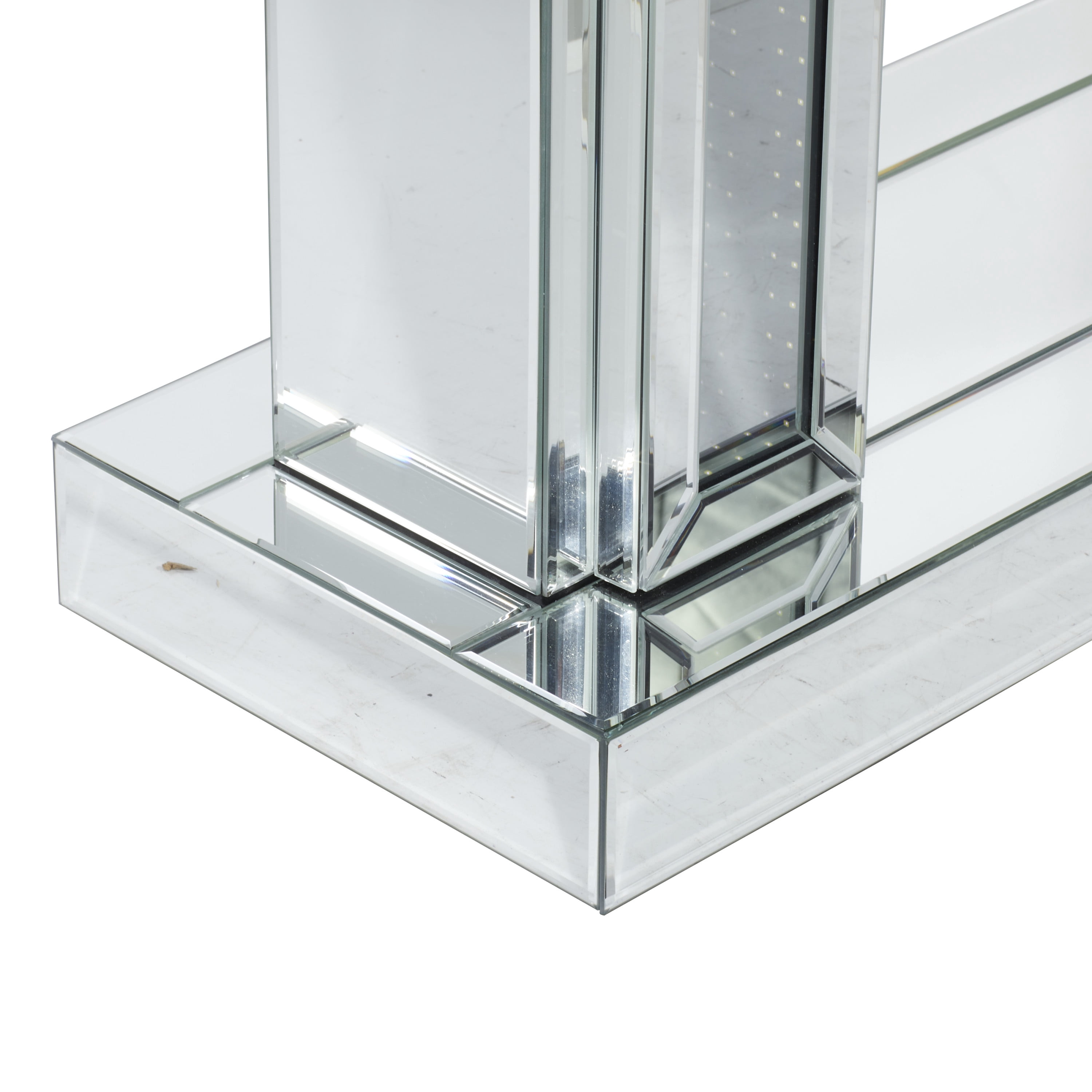 DecMode 48" x 32" Silver Wood Mirrored Console Table, 1-Piece