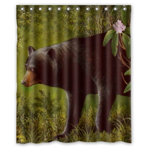 MOHome Black Bear Family In The Forest Shower Curtain Waterproof