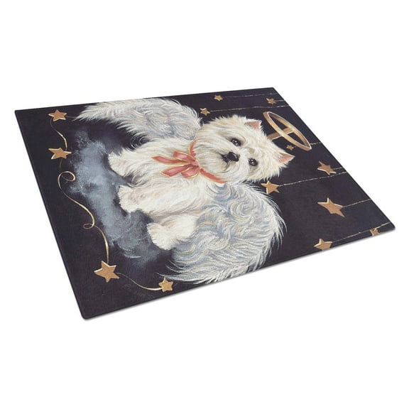 Westie Christmas Angel Glass Cutting Board Large