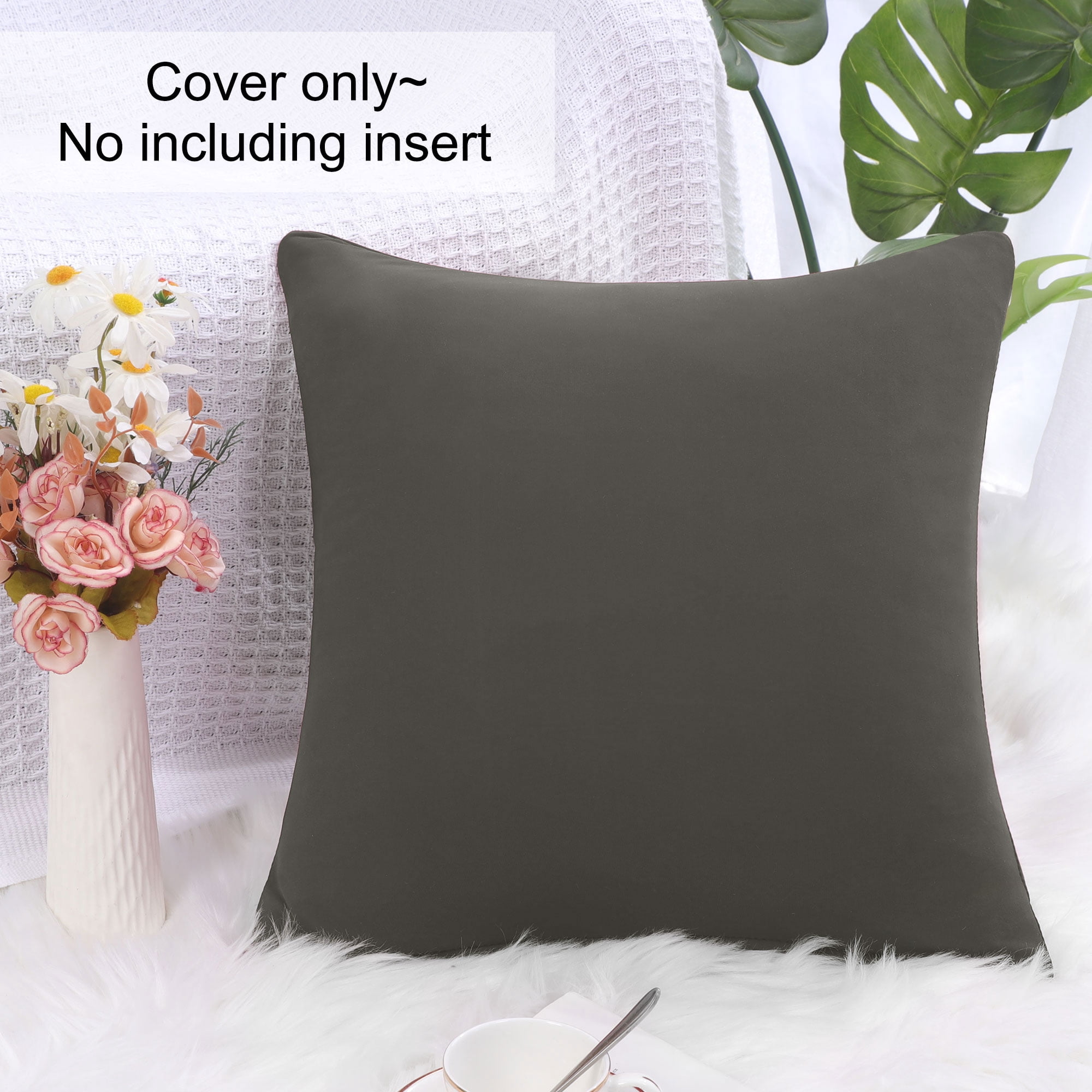 Unique Bargains Solid Decorative Throw Pillow Cover 18" x 18" Gray