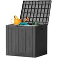 thumbnail image 2 of Deck Box with 31 Gallon Capacity, Weatherproof  Lockable Outdoor Storage for Secure Package Deliveries and Indoor Storage in Garden or Patio, Backyard, Striped Black, 2 of 7
