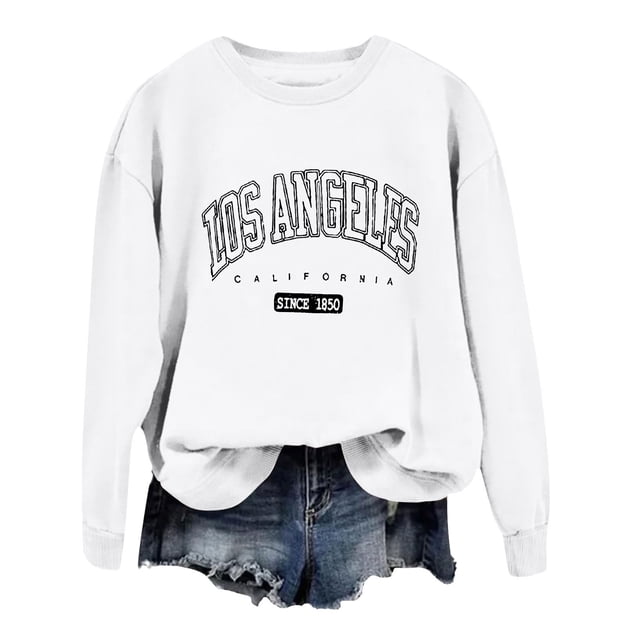 WEAIXIMIUNG Sweat à Rayures pour Femmes 3X Nouveau Pull à Col Rond Imprimé Lettres Manches Longues Hoodie