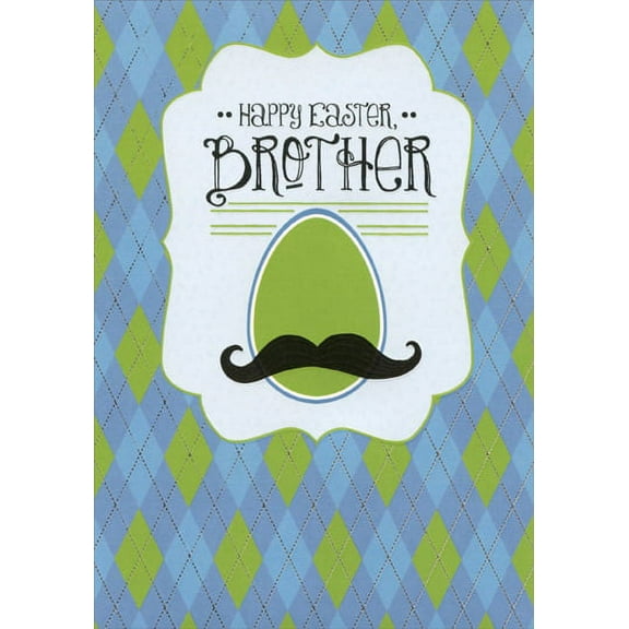 Designer Greetings Mustache on Green Egg: Brother Easter Card