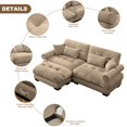 thumbnail image 5 of TUANLUO 93.7" Upholstery Sectional Sofa and Couch with Ottoman - Oversized Velvet Loveseat Tufted Couch for Living Room, Camel, 5 of 9