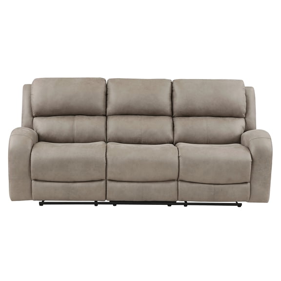 JERFIT Modern Reclining Sofa for Living Room, Plush Brown Microfiber 3-Seater Couch with Dual Recliners, Comfortable Lounge Chair