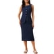 thumbnail image 2 of Conjunto de falda de 2 piezas de verano para mujer, conjunto de trabajo empresarial, chaleco sin mangas con botones y falda lápiz, S azul oscuro, 2 of 6