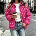 thumbnail image 4 of Tqcoqu Women's Polka Dot Zip Up Jacket, Lapel Collar Bubble Sleeve Loose Lightweight Windbreaker Casual Outerwear,Women's,Size M-XXXL, 4 of 8