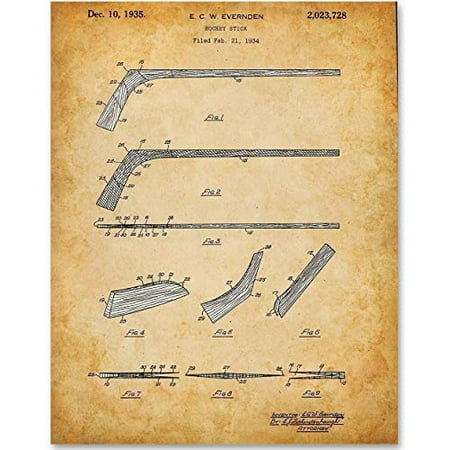 Hockey Stick - 11x14 Unframed Patent Print - Great Gift for Hockey Fans, Hockey Players or Boy's Room
