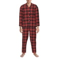 thumbnail image 3 of Naloa Red Black Plaid Men’s Pajamas Set - Long Sleeve Button Down Sleep Shirt and Pajama Bottoms Sleepwear Set-, 3 of 7