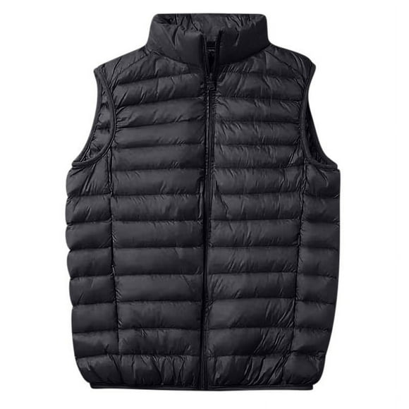 WRKEKC Mens Puffer Vest Solid Color Stand Collar Sleeveless Cotton Vest Lightweight Casual Fall Winter Outerwear for Men