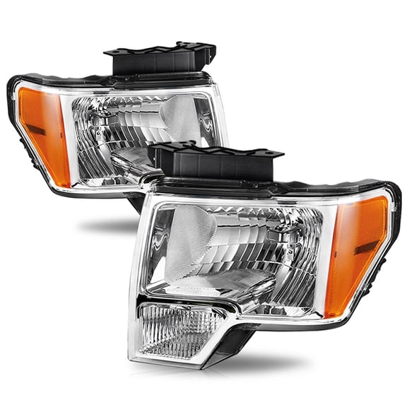 BRYGHT-For 2009 2010 2011 2012 2013 2014 Ford F-150 F150 Pickup Chrome Headlights Pair