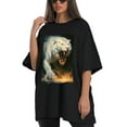 thumbnail image 4 of Plus Size Shirt for Women Black Tops for Women Short Sleeves Shirt for Women Tiger 9 T Shirt Crewneck Shirt for Women 2XL, 4 of 5