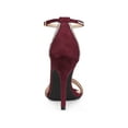 thumbnail image 2 of BLISSFUL STEP Mother's Day Women's Round Toe Rhines Ankle Strap Stiletto Heels Sandals Burgundy 9, 2 of 8