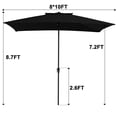 thumbnail image 2 of FUNDAZE 8' x 10' Rectangular Patio Umbrella w/ Crank, 8 Sturdy Ribs, Outdoor Shade for Chair Table Deck Garden Patio Poolside Balcony Backyard, Black, 2 of 6