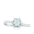 thumbnail image 4 of Rosec Jewels 1/2 CT Ethiopian Opal and Diamond Flower Engagement Ring, 4 MM Round Shape Ethiopian Opal Solitaire Engagement Ring, October Birthstone Ring, 14K White Gold, US 6.50, 4 of 9