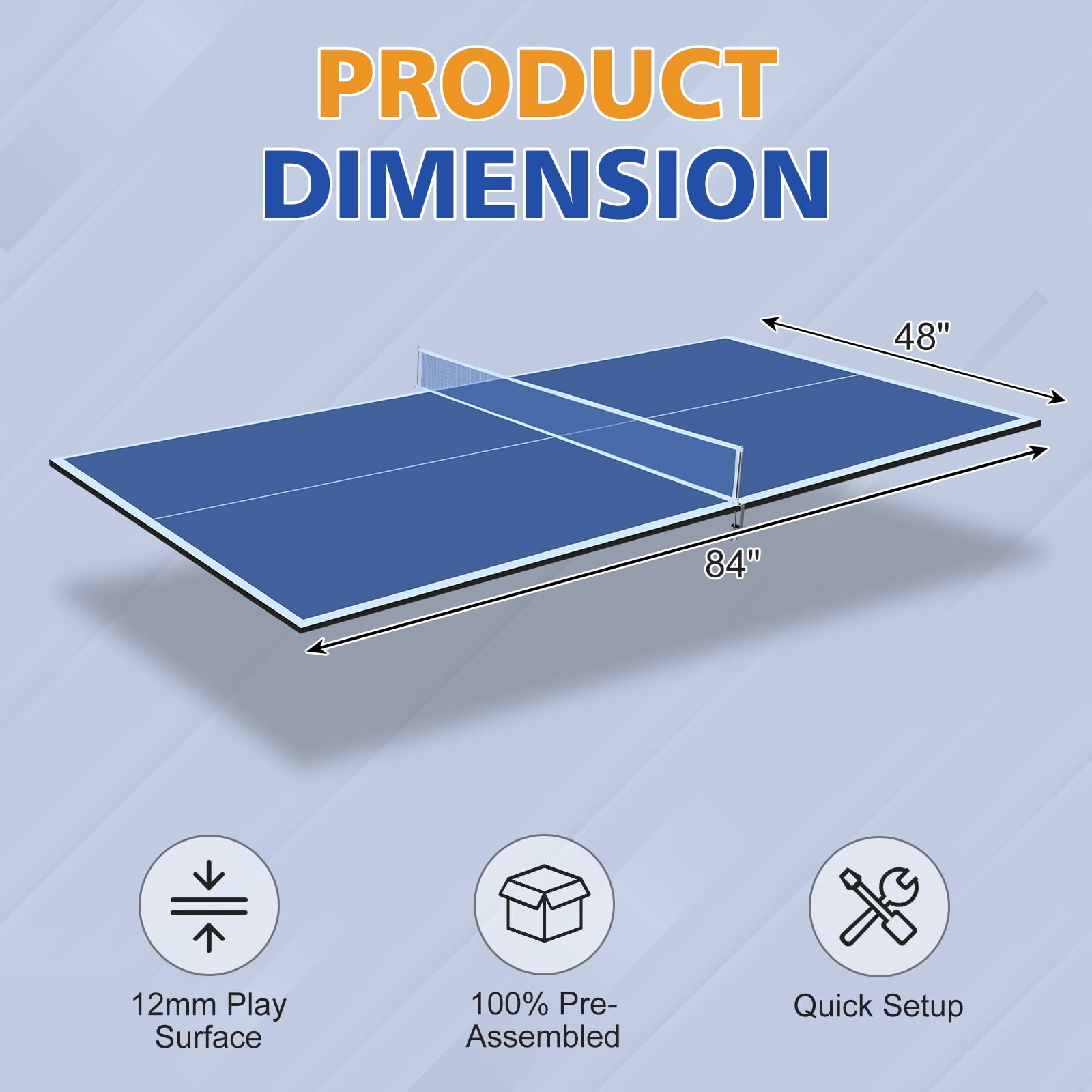 7ft Mid-Size Ping Pong Conversion Top, Foldable & Portable Table Tennis Table Top for for Indoor/Outdoor,Blue