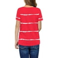 thumbnail image 2 of Stripe Print Kids Short Sleeve Summer O-Neck Button T-Shirt Children Tops, 2 of 2