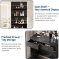 thumbnail image 6 of M optimized Vanity Desk with Mirror and Lights, Makeup Vanity with 2 Drawers & Open Storage Shelves, Cabinet, 3 Lighting Modes Adjustable Brightness, Bedroom Dressing Table, 6 of 8