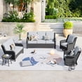 thumbnail image 2 of Ovios 5 Pieces Outdoor Patio Furniture with Swivel Chairs Wicker Patio Sectional Sofa with Loveseat for Backyard, 2 of 6