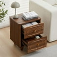 thumbnail image 5 of Wirrytor 2 Drawer Fluted Nightstand , Mid Century Modern Farmhouse Bedside Table,Sofa Table, Small End Table Bedside Table for Bedroom Living room, Walnut, 5 of 7