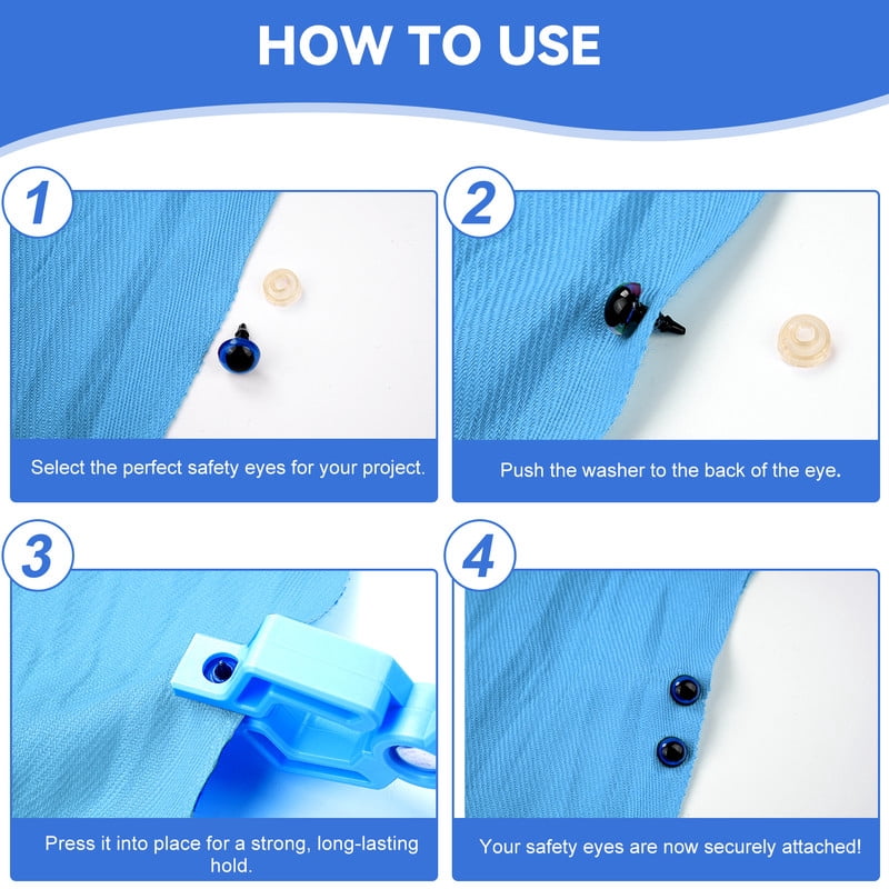 Safety Eye Tool Auxiliary Tool for Amigurumi Crochet with 752pcs Safety Eyes and Noses Blue