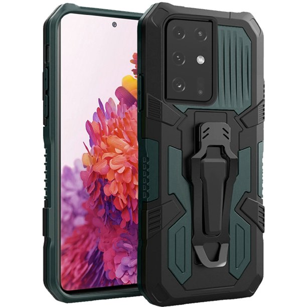 For Samsung Galaxy S21 Ultra 6 8 Rugged Heavy Duty Dual Layers Hybrid Shockproof Protective With Built In Kickstand Clip Cover Xpm Phone Case Green Walmart Com Walmart Com