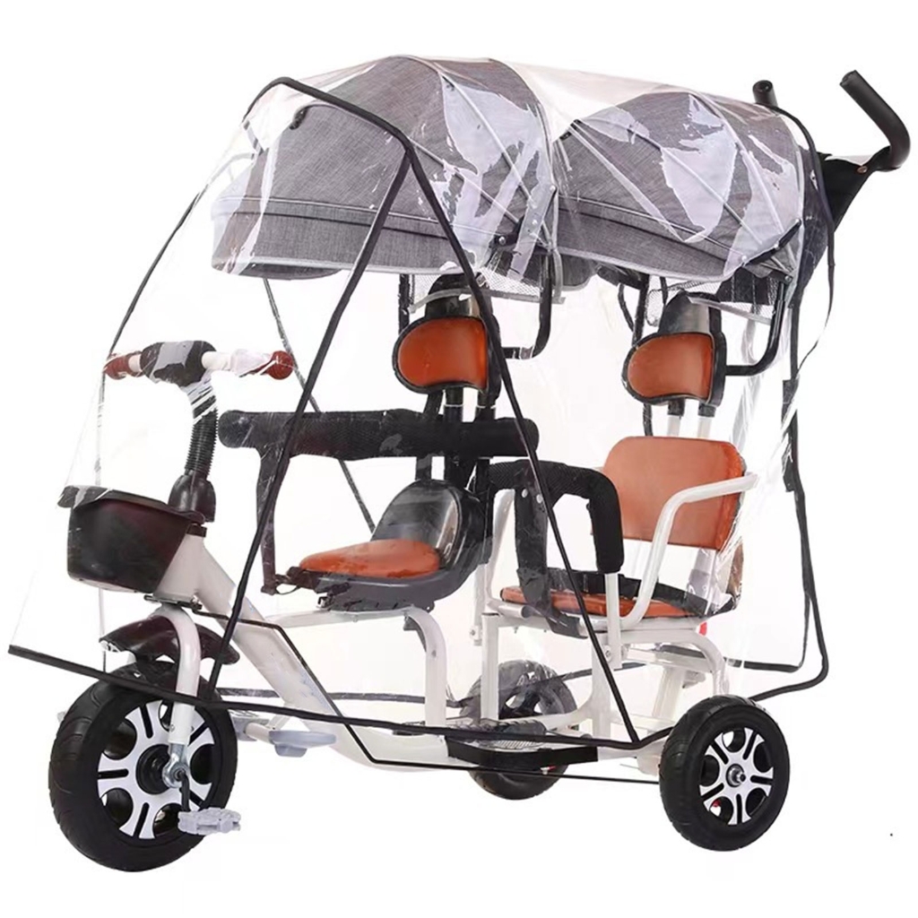 Sinyiin 1Pc Double Strollers Rain Cover Windproof Protective Sleeve Case for Twin Baby Prams Side by Side/Front Rear