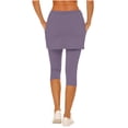 thumbnail image 4 of LAJPXKHY Capri Leggings for Women Elastic Waisted 2 in 1 Tennis Skorts Yoga Legging with Skirts Slim Fitted Athletic Workout Capris, 4 of 7