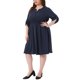 thumbnail image 4 of Vestidos de talla grande para mujer Agnes Orinda, con botones, cuello en V, mangas enrolladas, cintura elástica, vestido midi casual con bolsillo, 2X azul marino, 4 of 5