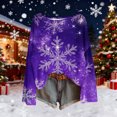 thumbnail image 1 of Fankiway Chemises à Manches Longues pour Femmes Chandail de Noël Imprimé Décontracté Col Rond Tricot Violet m, 1 of 8