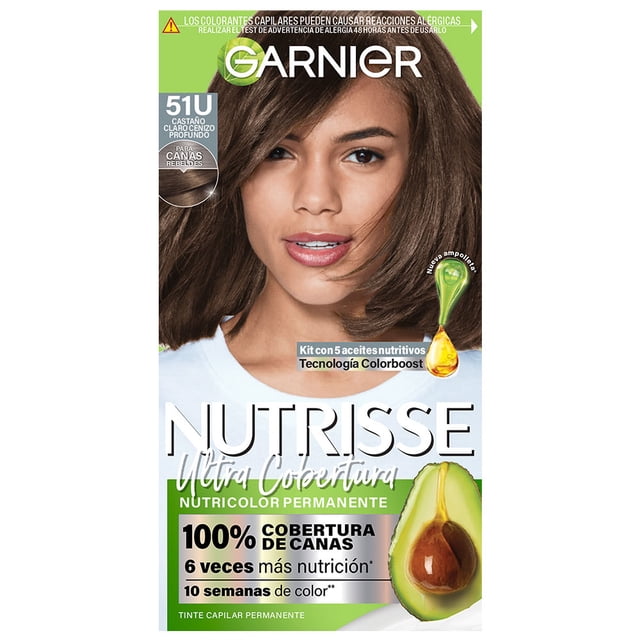 Tinte para cabello Garnier Nutrisse ultra cobertura 51u castaño claro cenizo profundo