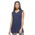 thumbnail image 2 of Expert Brand USA-Made Women's MoCA Cotton Blend Sleeveless Tunic Hoodie, Navy, Small, 2 of 8