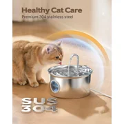DFS Stainless Steel Pet Automatic Water Fountain, 108oz/3.2L Large Capacity and Ultra-Quiet Pet Drinking Dispenser Includes 2 Replacement Filters & Sponges for Cats & Dogs