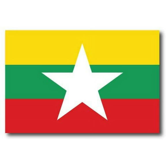 Myanmar Flag Car Decal - 3" x 5"