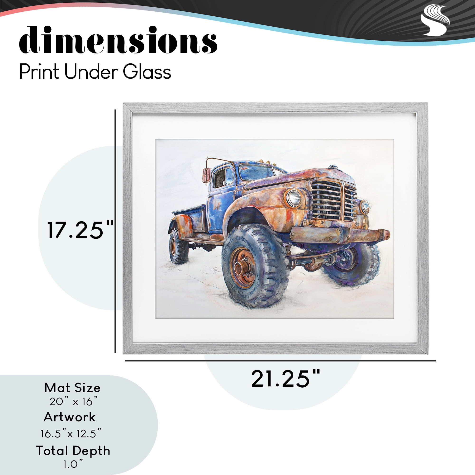 Stupell Industries Old Rustic Truck Illustration Gray Framed Print Under Glass, design by Steve Hunziker