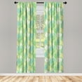 thumbnail image 2 of Ambesonne Spring Curtains, Dotted Striped Leaves Art, Pair of 28"x84", Pistachio Green and White, 2 of 4
