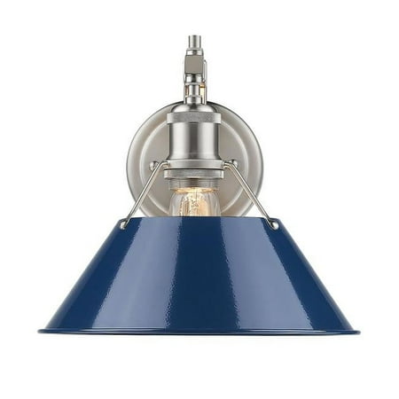 

Orwell PW 1 Light Wall Sconce in Pewter with Navy Blue Shade