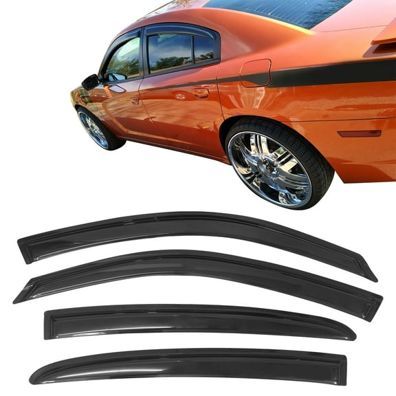 Ikon Motorsports Compatible with 11-23 Dodge Charger Acrylic Window Visors Vent Windshield Deflector Rain Guard 4Pc Set Outside Mount 2011 2012 2013 2014 2015 2016 2017 2018 2019 2020