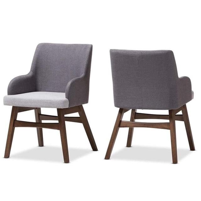 Baxton Studio Chaise de Salle à Manger avec Accoudoirs en Gris et Noyer (Ensemble de 2)