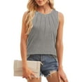 thumbnail image 6 of MESSUEN Sleeveless Tops Loose Fit Tank Tops for Women Crew Neck Raglan Tank Top Casual Pleated Crewneck Sleeveless Loose Shirts Womens Tops Casual Summer Tank Tops for Women Gray 2XL, 6 of 8