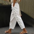 thumbnail image 6 of Bovemsi Casual Pants for Women Fashion Solid Color Cotton Flax Elastic Long Beach Leisure Trousers Linen with Pockets, 6 of 6