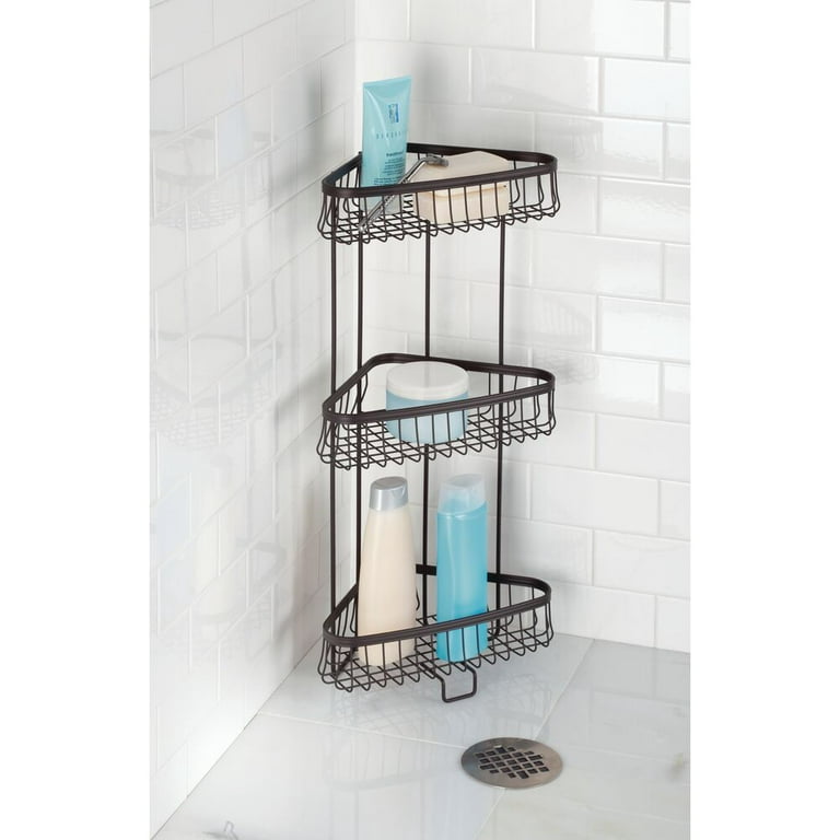 iDesign 3-Tier Corner Standing Shower Caddy, Bronze - Walmart.com  Bathroom  corner storage, Corner storage shelves, Standing shower