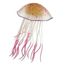 Unique Bargains Aquarium Jellyfish Glow Decor Fish Tank Fluorescent Jellyfish Ornaments Pink 2.6"x4.5" with Suction Cup