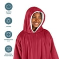 thumbnail image 3 of Bare Home Plush Sherpa Wearable Blanket - Fluffy & Soft - Lightweight - Youth, Red, 3 of 7